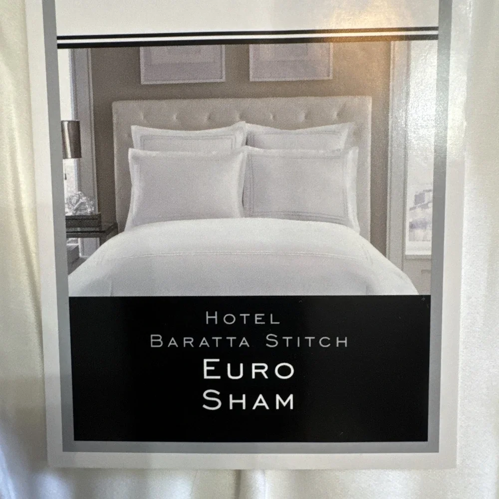 Wamsutta Euro Pillow Sham Hotel Baratta Stitch White Double Border Cotton New